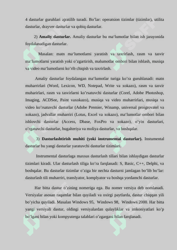 Kompyuterning dasturiy ta‘minoti va ularning turlari 3