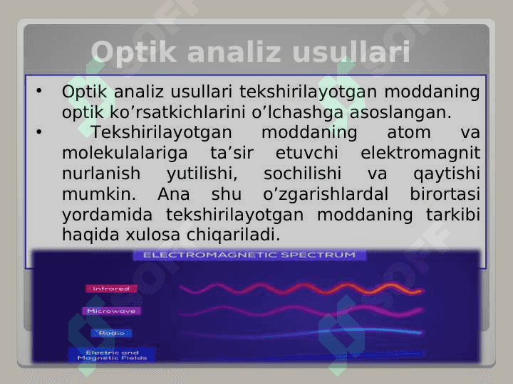 Optik analiz usullarining qo'llanilishi 3