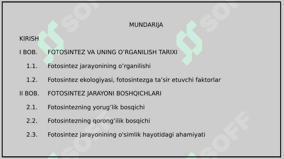 FOTOSINTEZNING TABIATDA TUTGAN O’RNI 2