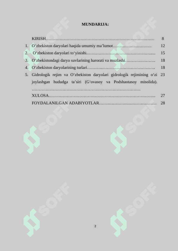 O‘zbekiston daryolari va ularning gidrologik rejimi 2