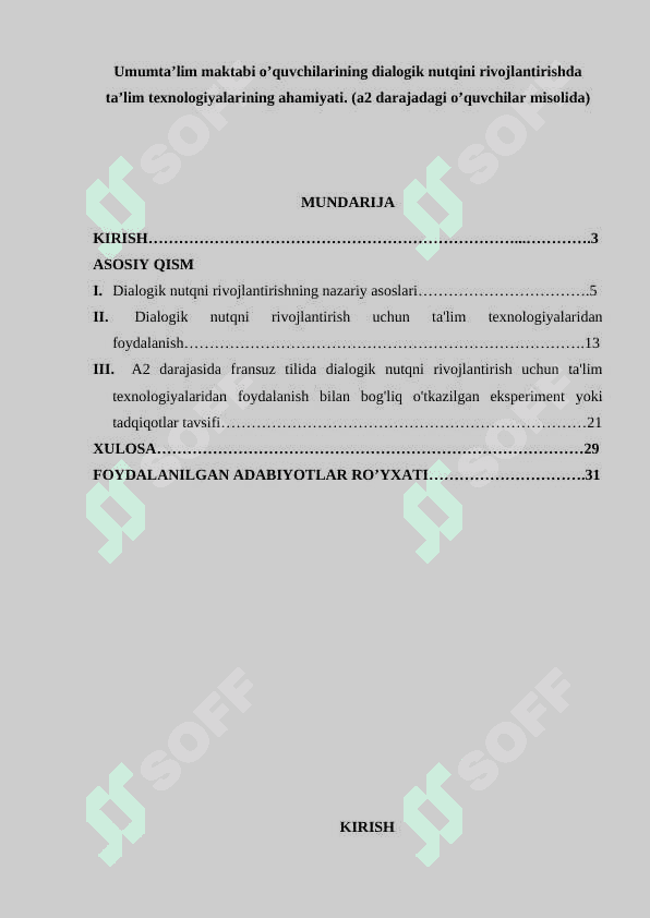 Umumtaʼlim maktabi oʼquvchilarining dialogik nutqini rivojlantirishda taʼlim texnologiyalarining ahamiyati. (а2 darajadagi oʼquvchilar misolida) 2