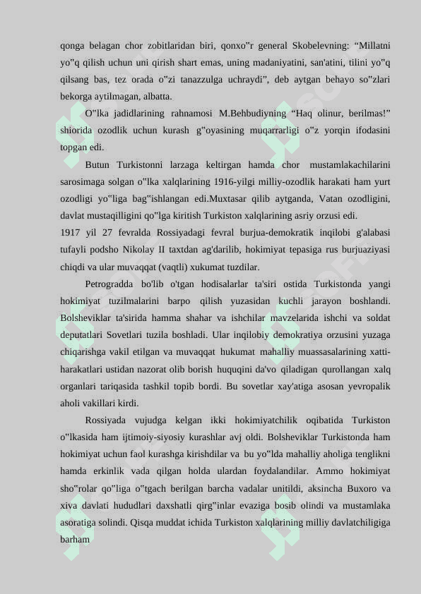 Turkistonda ikki hokimiyatchilik va sho’rolar hukmronligining o’rnatilishi 4