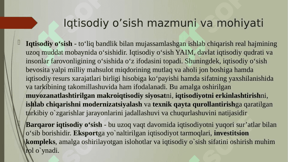 Iqtisodiy o'sish va milliy boylik. 3