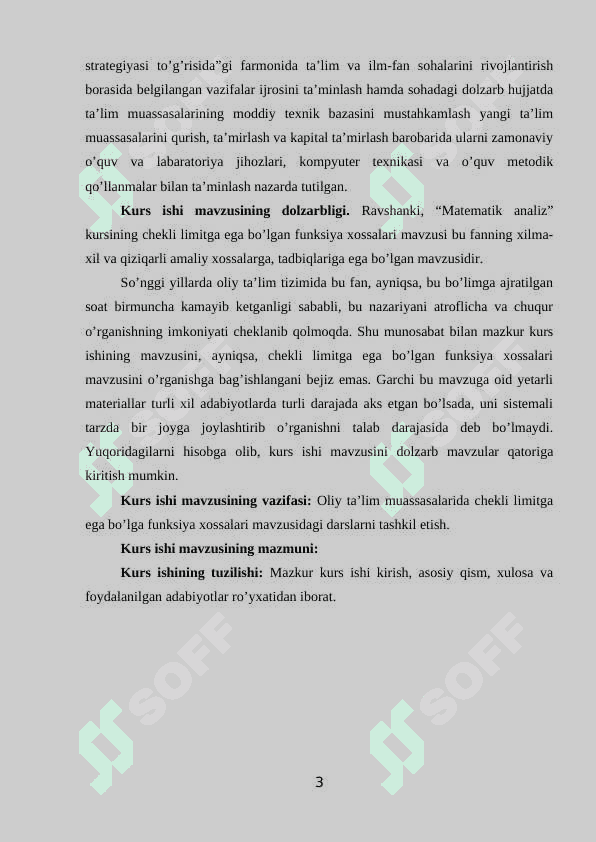 Hosilaning tadbiqlarini o'rgatish metodikasi kurs ishi 3