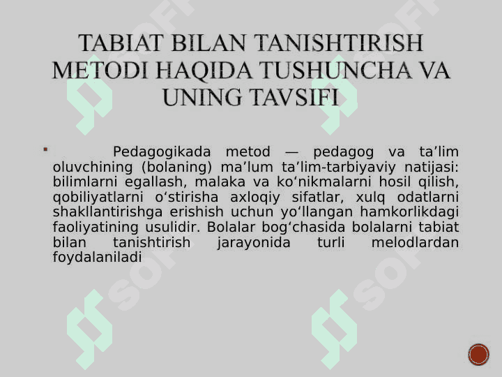 KICHIK VA O'RTA GURUHLARDA TABIATNI KUZATISH ISHLARINI  TASHKIL ETISH MAZMUNI 3