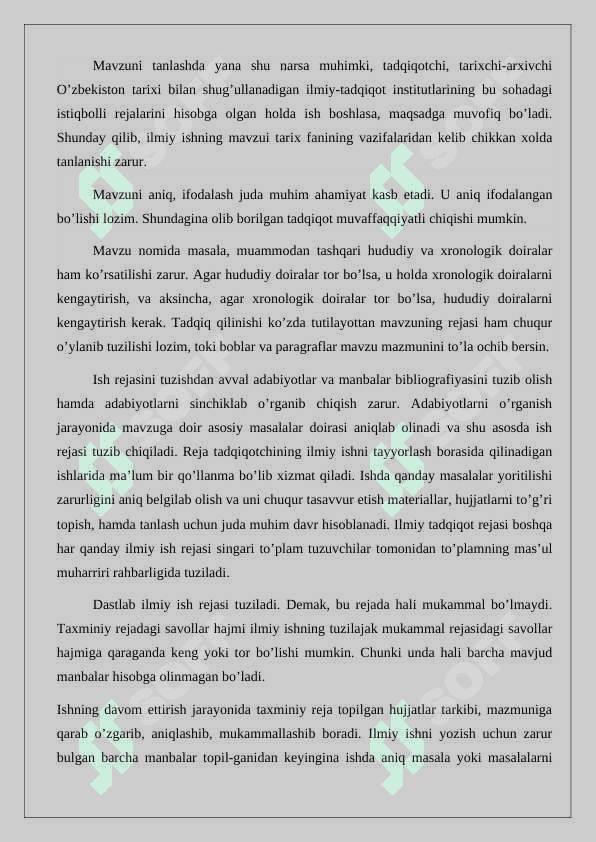 Arxeografik to‘plamning rejasi... . Ish rejasi tamoyillari 24 3
