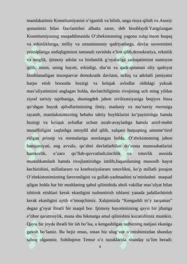 O‘ZBEKISTON RESPUBLIKASI KONSTITUSIYASI 6