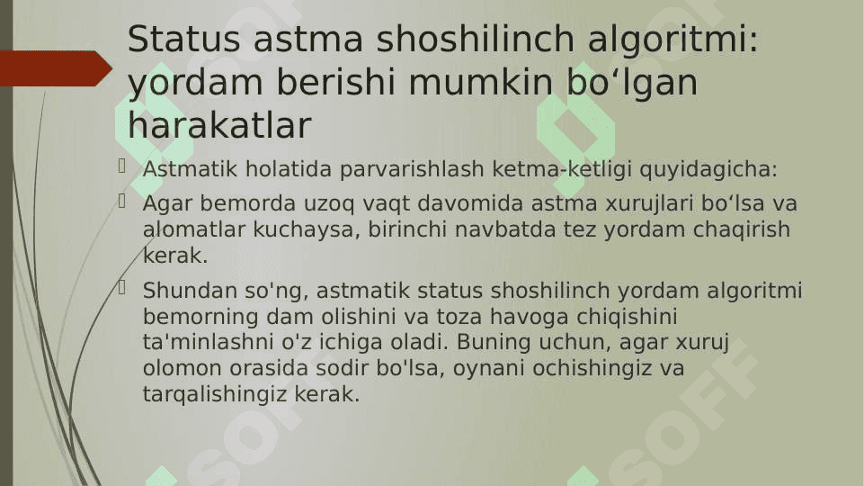 Astmatik status. Tez yordam algoritmi 2