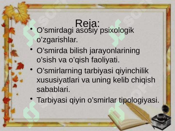 O`SMIRLIK DAVRI PSIXOLOGIK RIVOJLANISH XUSUSIYATLARI 2