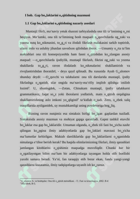 Gap bo’aklarini o’gatishda qo’laniladigan metodlar 7