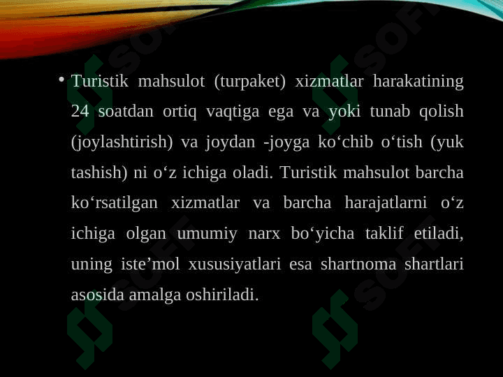 Turizm sohasidagi xizmatlar va mahsulotlar 3