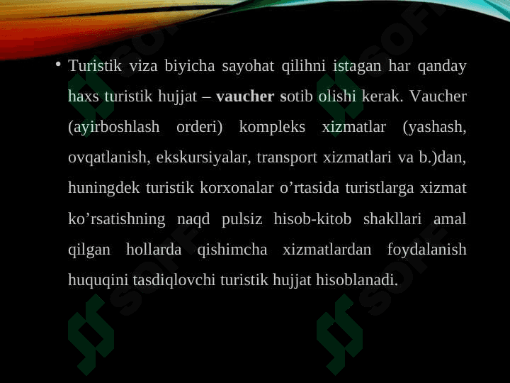 Turizm sohasidagi xizmatlar va mahsulotlar 7