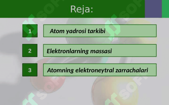 ATOM YADRO TUZILISHI. MASSA VA MAYDON. 2