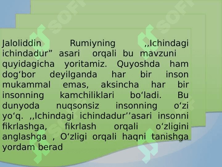 J. Rumiy “Quyoshning dog‘i bor” 2