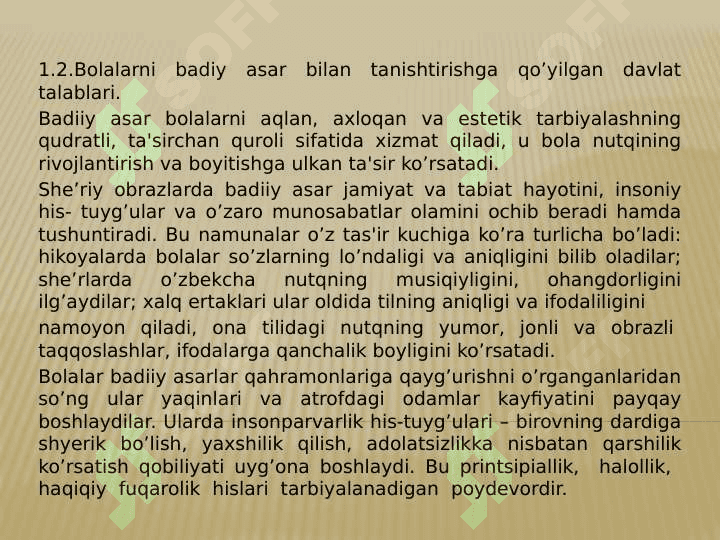 BADIIY ASARNI SAHNALASHTIRIB KO'RSATISH USULLARI 1