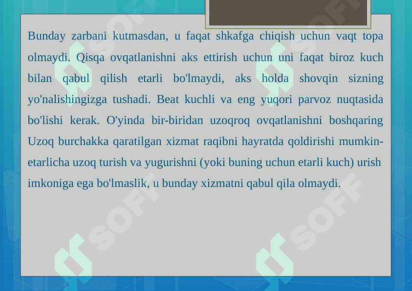Badminton o’yinida vollani o’yinga kiritish usullarini 5