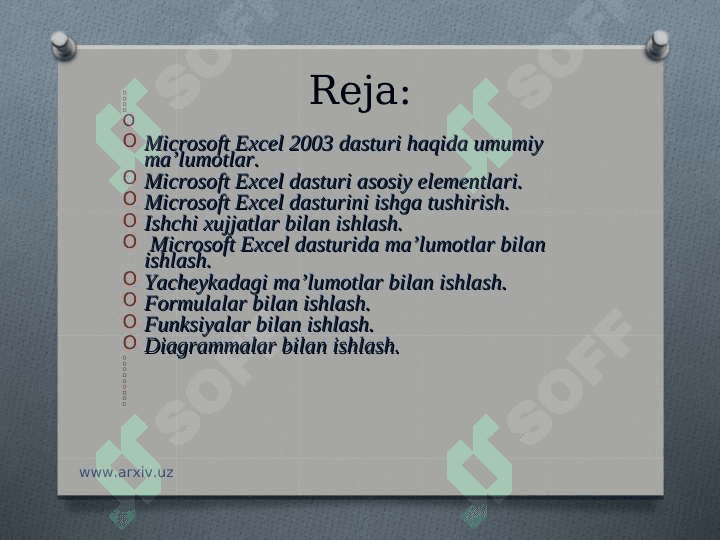 Microsoft excel dasturida ishlash 2