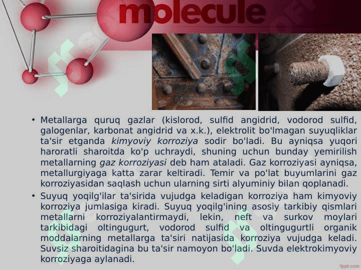 Metallar korroziyasi va korroziyadan himoyalash usullari 3