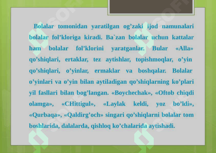 Bolalar folklorining o’ziga xos jihatlari 3