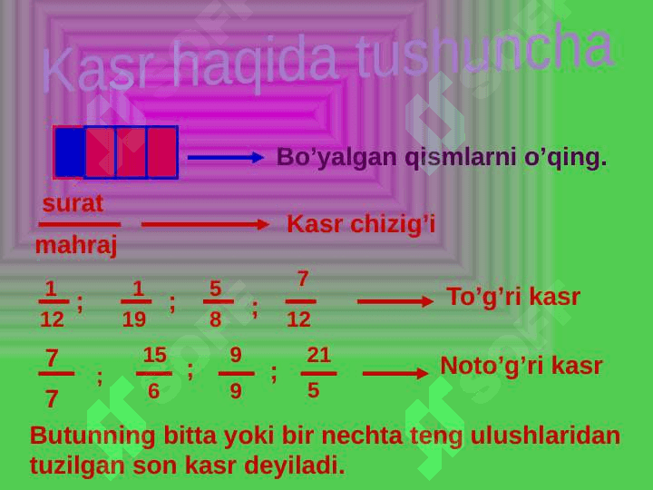Kasrlar.Kasrlar ustida amallar. 8