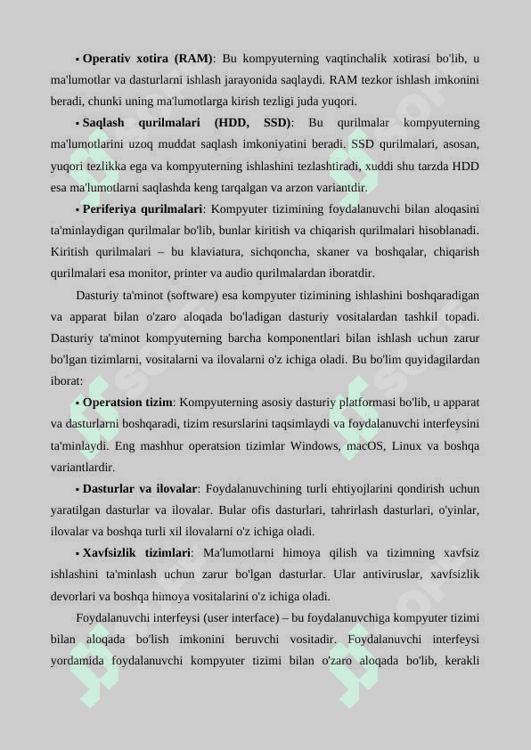Kompyuter tizimining tarkibiy qismlari 4