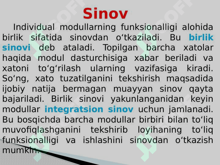 Ishlab chiqish, sinash va joriy qilish 6