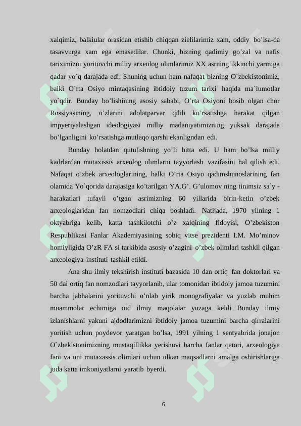 Selung`ur va Obirahmat g`or makonlarining tariximizni o`rganishdagi tutgan o`rni. 6