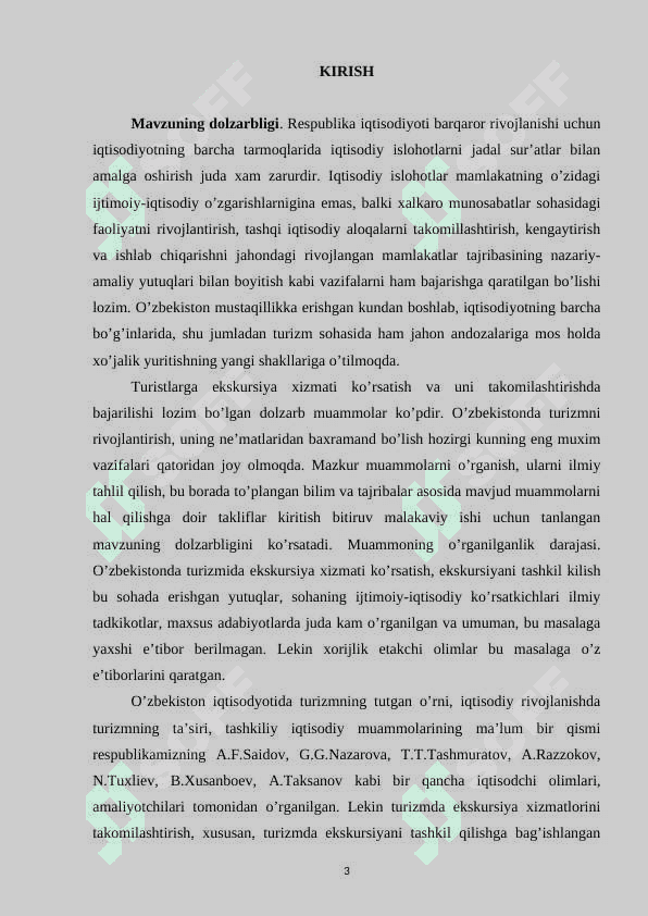 O’zbekistonda ekskursiya xizmatlari tashkil etilishini 3