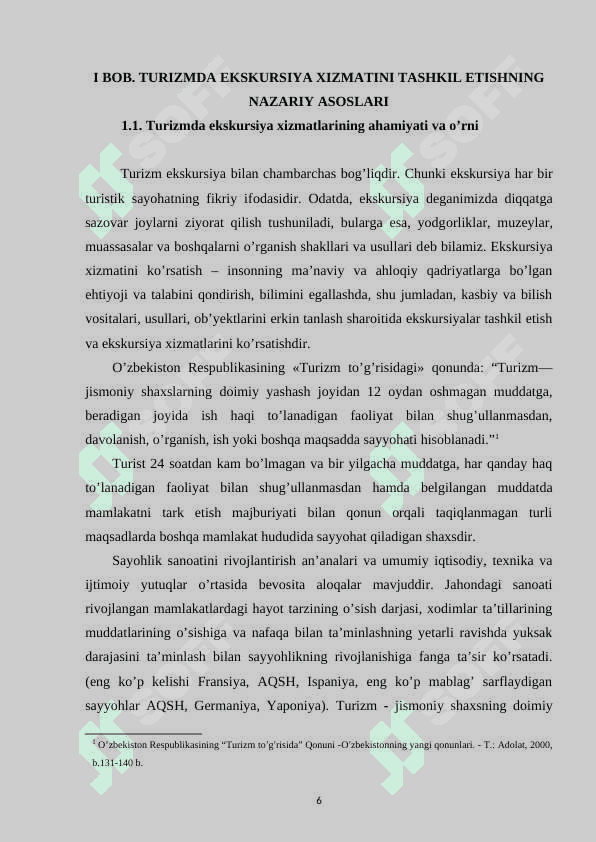 O’zbekistonda ekskursiya xizmatlari tashkil etilishini 6