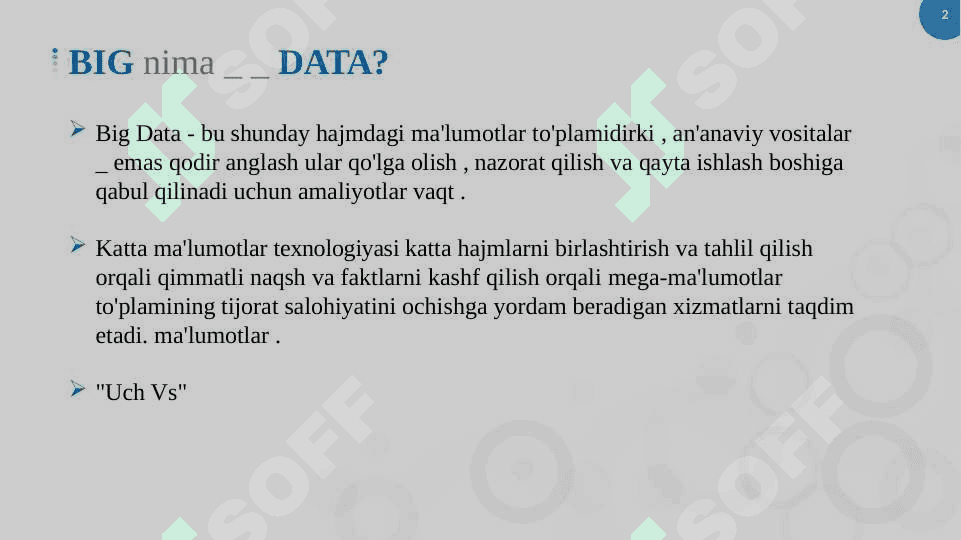 Katta xajimli ma`lumotlarni qayta ishlash texnologiyalari 3