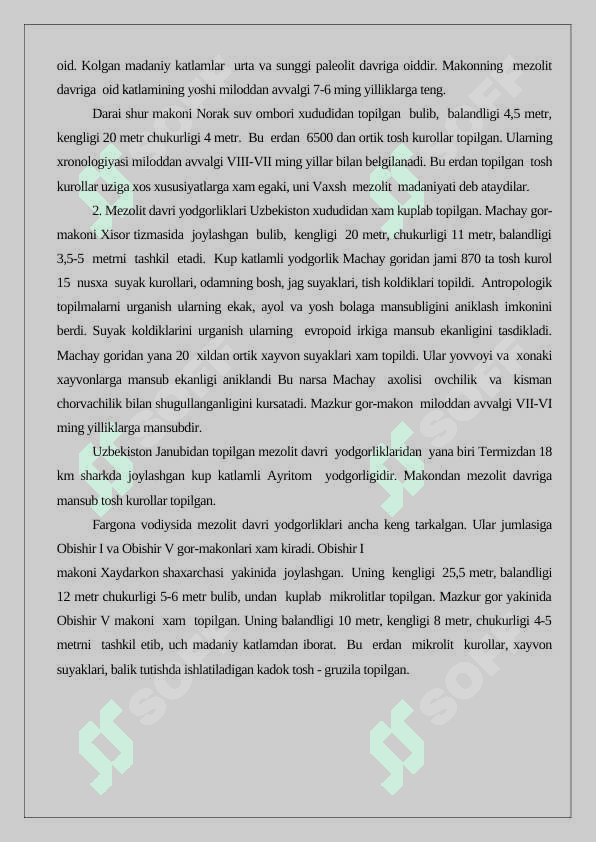 Mezolit davri xoʻjaligi va moddiy madaniyati 6