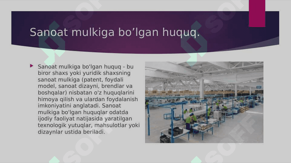 SANOAT MULKIGA BO’LGAN HUQUQ 3
