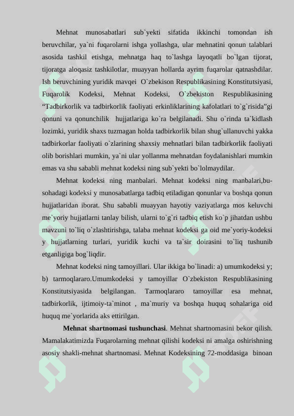 O'ZBEKISTON RESPUBLIKASI MEHNAT KODEKSI 3