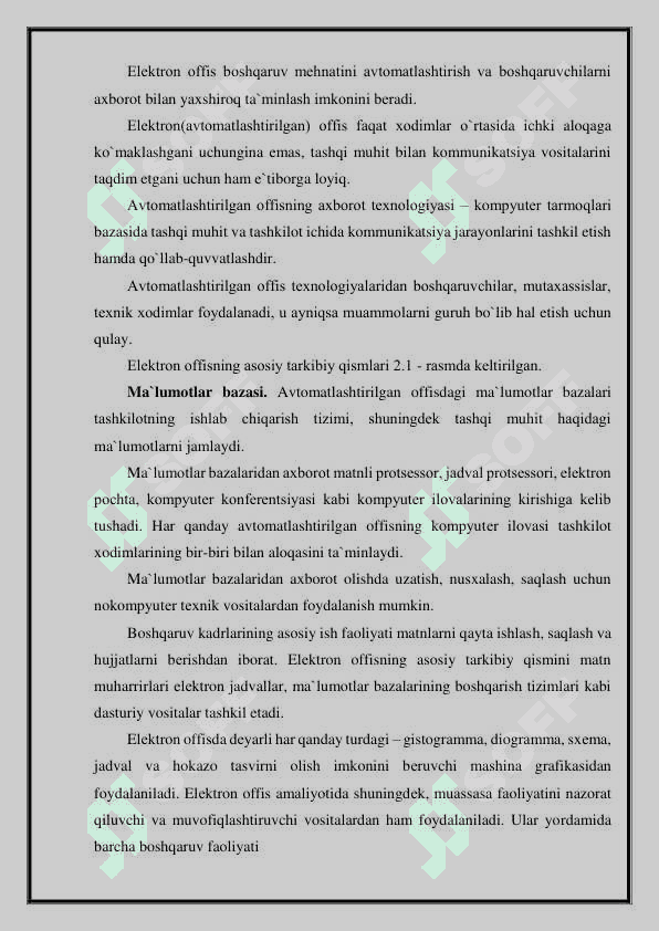 Aloqa va axborotlashtirish sohasida boshqaruvning o’rni 5