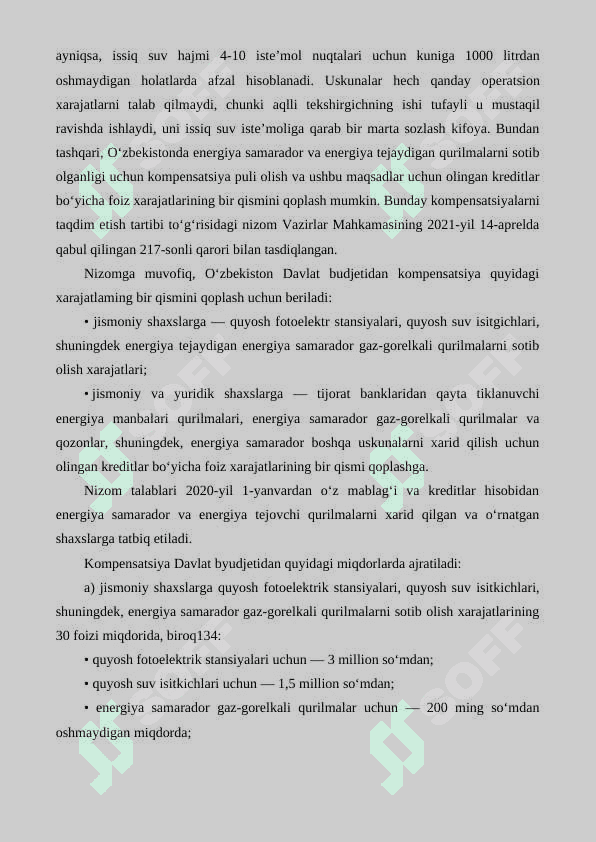 Issiq suv ta’minoti tizimlarining quyosh energiyasida ishlatish. 3