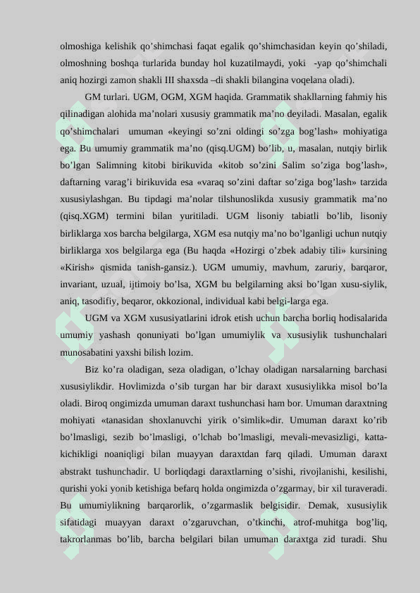 SO’ZNING  GRAMMATIK MA’NOSI, GRAMMATIK SHAKLI 5