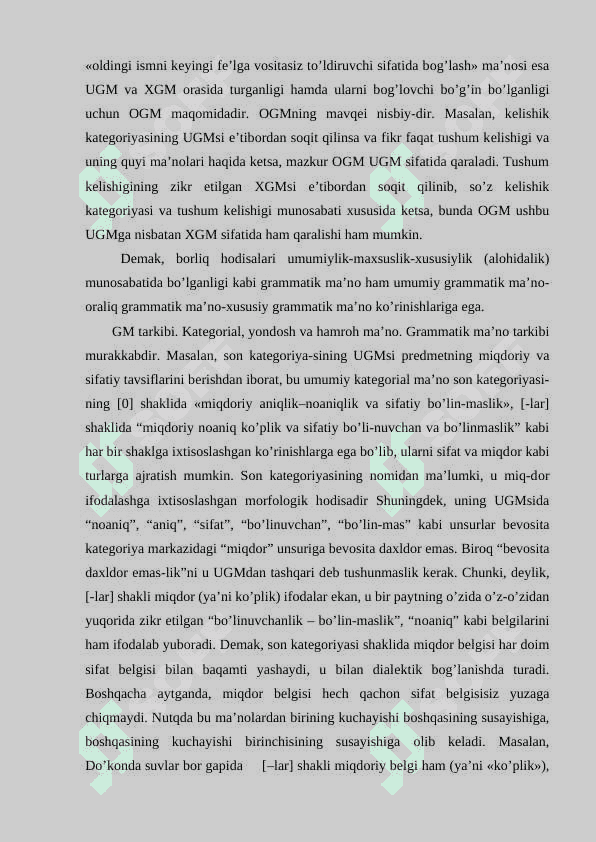 SO’ZNING  GRAMMATIK MA’NOSI, GRAMMATIK SHAKLI 8