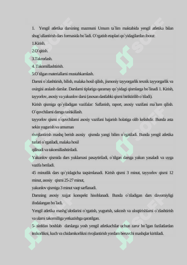 Ta`lim muassasalarida yengil atletika mashg‘ulotlarini tashkil qilish, 2