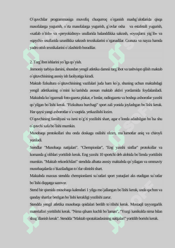 Ta`lim muassasalarida yengil atletika mashg‘ulotlarini tashkil qilish, 3