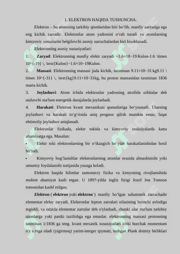 ELEKTRON VA UNING ZARYADI 2