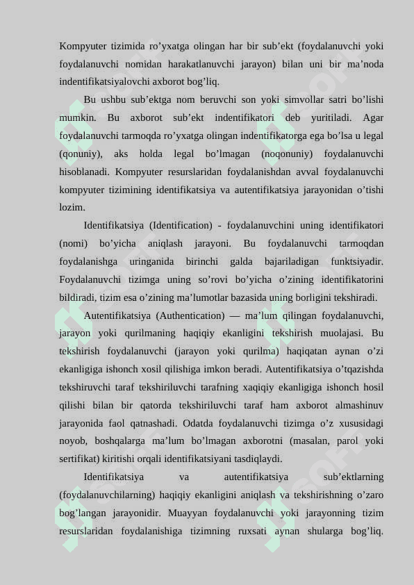 IDENTIFIKATSIYA VA AUTENTIFIKATSIYA MASALALARI 4