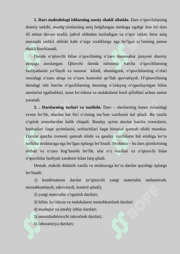 DARS –TALIMNI TASHKIL ETISHNING ASOSIY SHAKLI 2