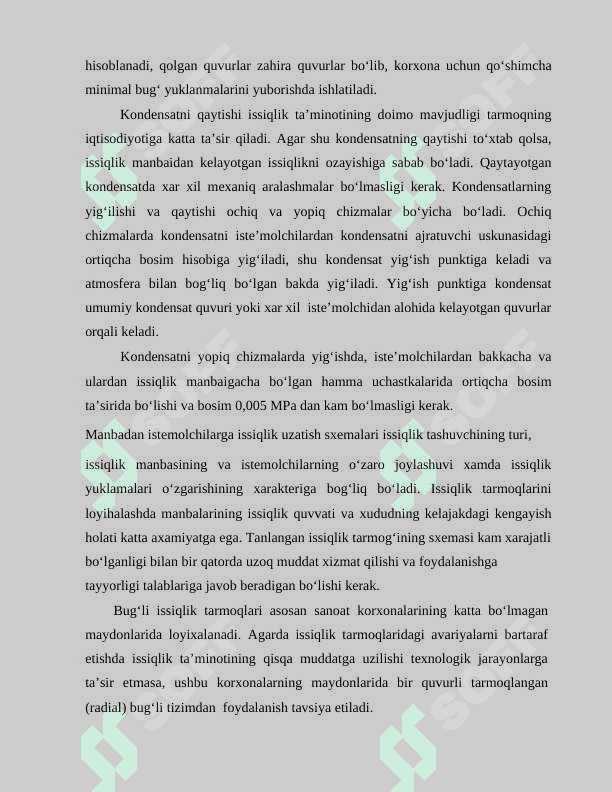 Issiqlik ta’minoti. Suvli, bug`li  issiqlik ta`minoti  tizimlari 4