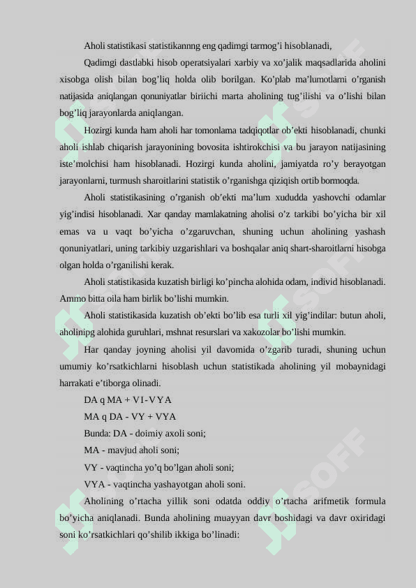 AHOLI STATISTIKASINI O'RGANISHNI AHAMIYATI 2