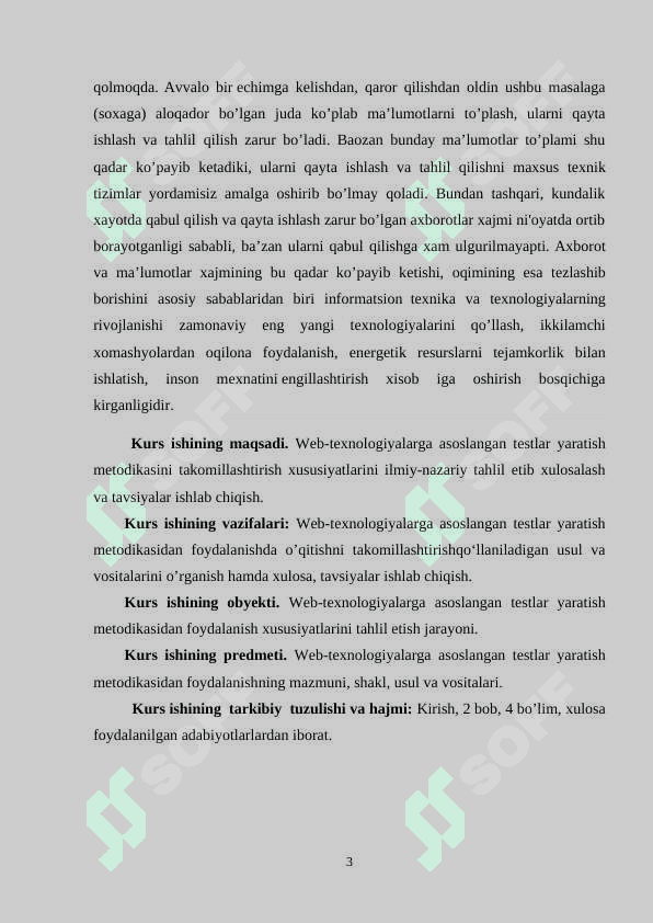 WEB-TEXNOLOGIYALARGA ASOSLANGAN TESTLAR YARATISH  METODIKASI 3