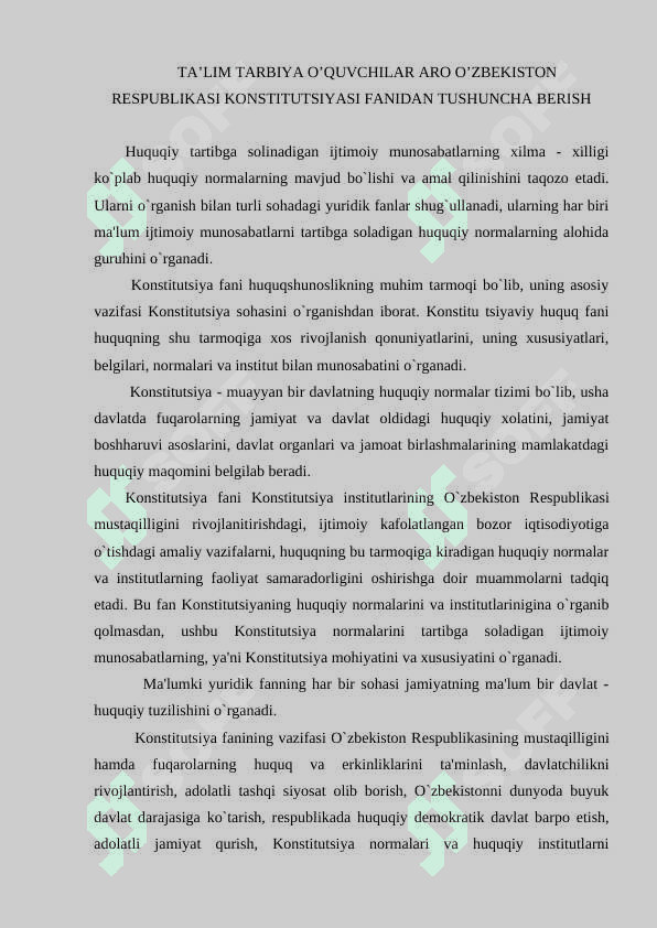 O’ZBEKISTON RESPUBLIKASI ASOSIY QONUNI 2