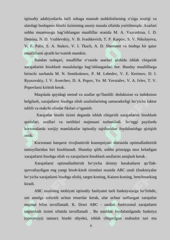 XARAJATLARNI BAHOLASH VA ULAR DINAMIKASI 6