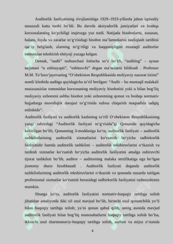 AUDITORLIK HISOBOTI VA UNING TARKIBI 8