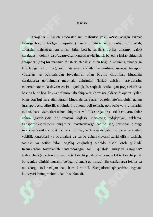 Bilvosita xarajat hisobi 2
