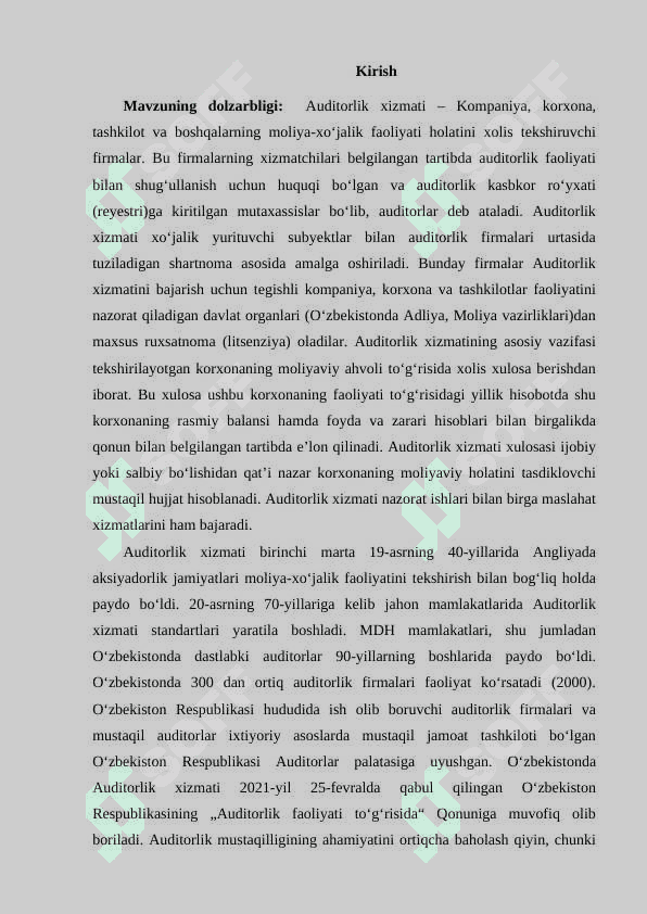 AUDITORLIK TASHKILOTLARINING PROFESSIONAL XIZMATLARI 2